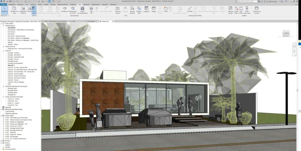 Modelagem criada no REVIT de uma residência.