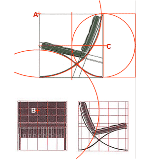 cadeira barcelona proporção geometria-cadeira-barcelona