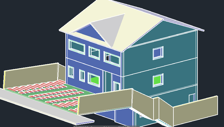 casa em 3D feita no REVIT planta baixa