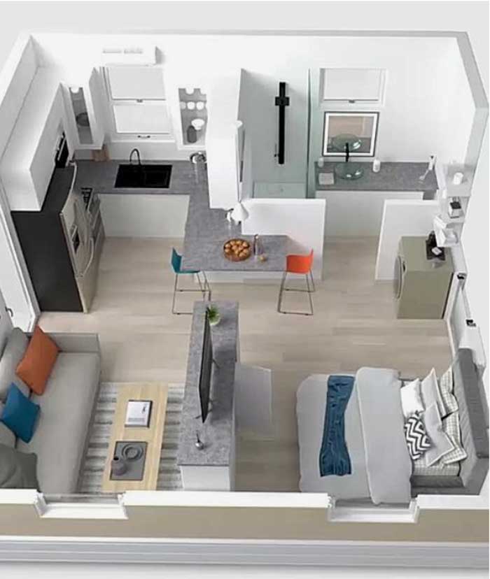 Kitnet - Como decorar pequenos espaços? 1 Kitnet - Como decorar pequenos espaços?