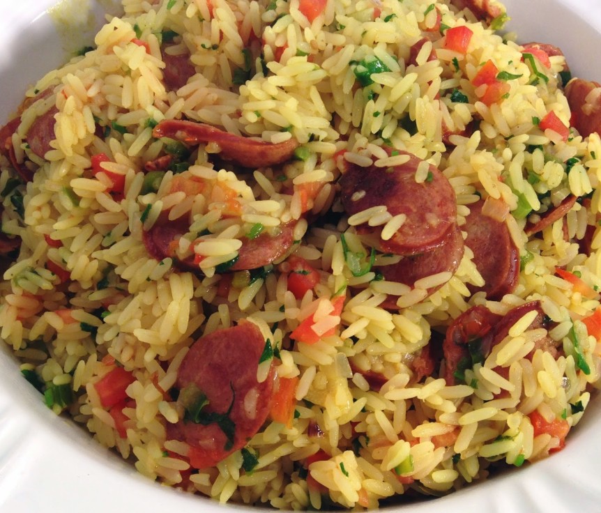 Arroz com Carne e Linguiça