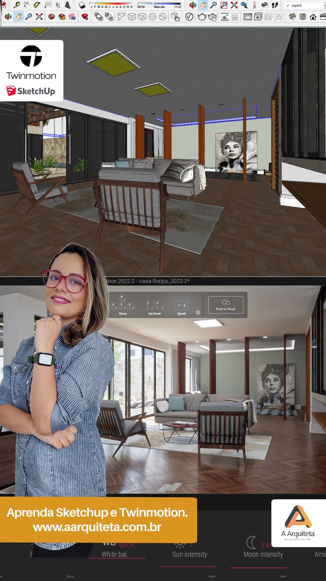 Guia Definitivo da Maquete Eletrônica: Tudo o Que Você Precisa Saber. 5 arte-vertical-sketchup-twinmotion-sala-ale