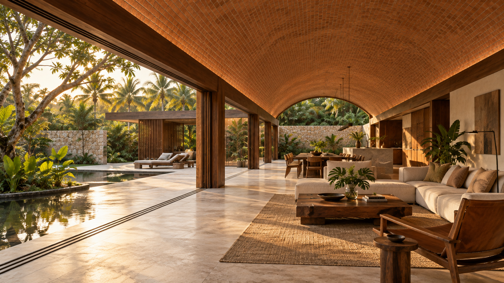 Abóbadas na arquitetura: o que são e quais são os principais tipos 1 Interior contemporâneo com grande abóbada de tijolos cobrindo o ambiente