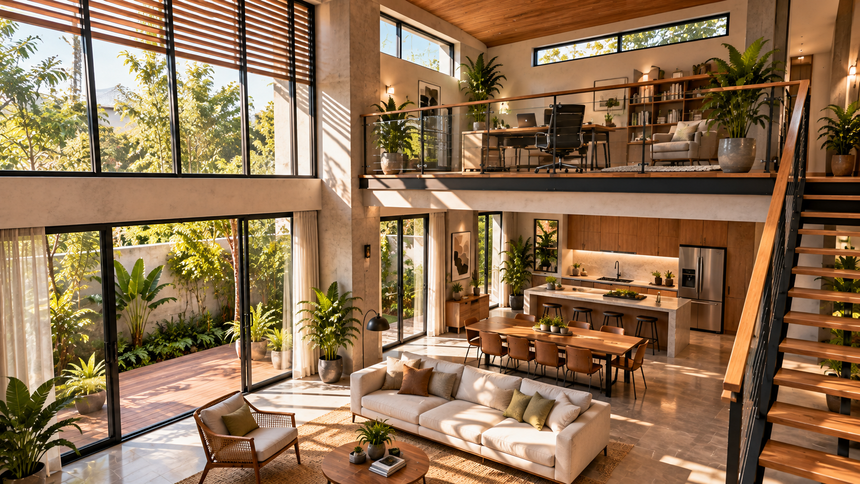 Mezanino: o que é, como funciona e o que considerar no projeto 15 Mezanino em ambiente com iluminação natural e ventilação cruzada