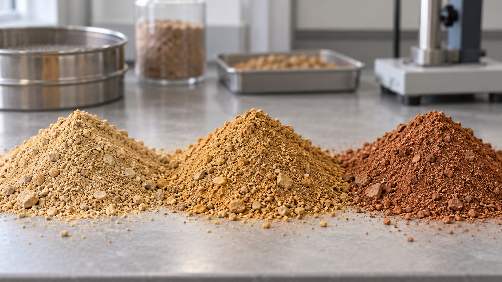Saibro: o que é, para que serve e onde é utilizado na construção 21 Amostras de saibro em diferentes cores naturais para avaliação de uso