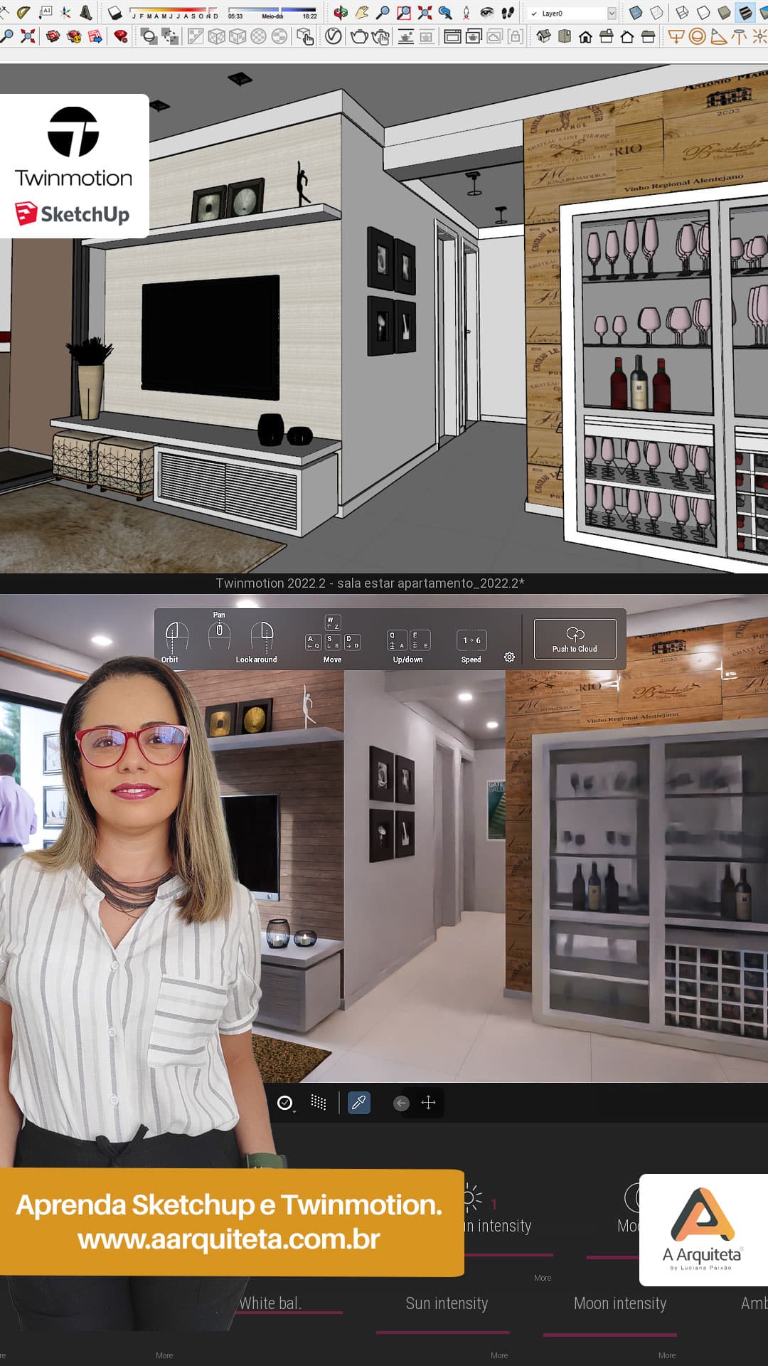 Guia Definitivo da Maquete Eletrônica: Tudo o Que Você Precisa Saber. 1 arte-vertical-sketchup-twinmotion-sala-vinho