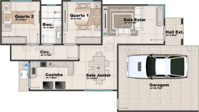 Casas pequenas com 2 quartos