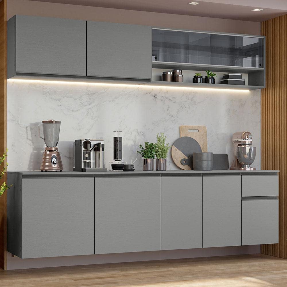 Armário de cozinha cinza - modelos e exemplos de decoração. 2 armario de cozinha cinza