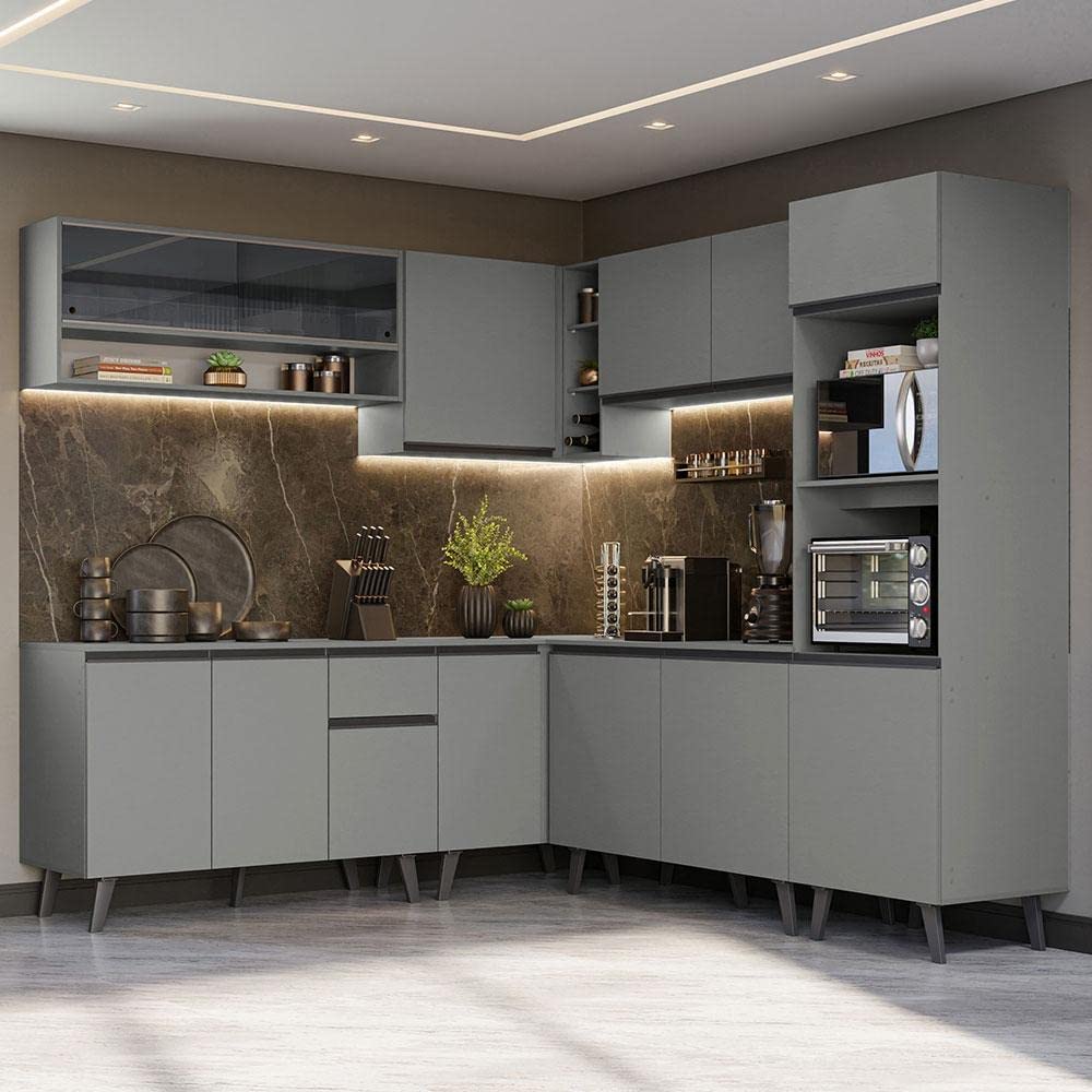 Armário de cozinha cinza - modelos e exemplos de decoração. 1 armario de cozinha cinza