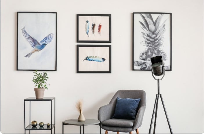 Crie uma parede de quadros e decore com plantas