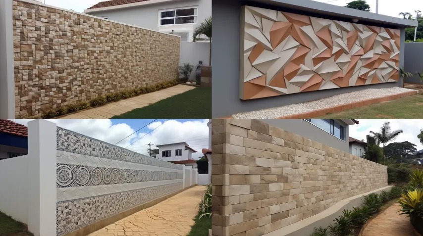 Muro construído com pedras naturais de diferentes formas.