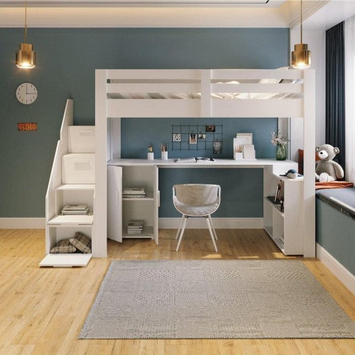 Camas Suspensas Com Mesa: Um Espaço De Trabalho No Quarto