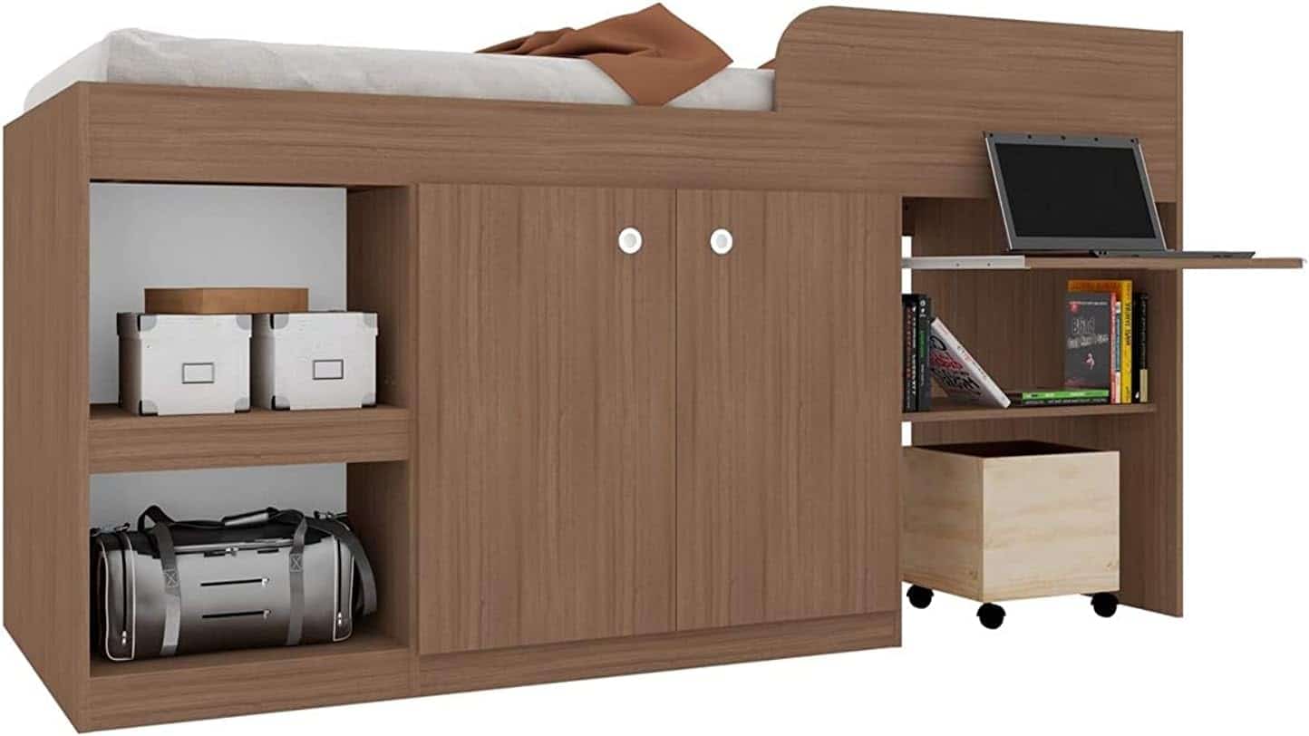Camas Suspensas com Mesa: Um Espaço de Trabalho no Quarto