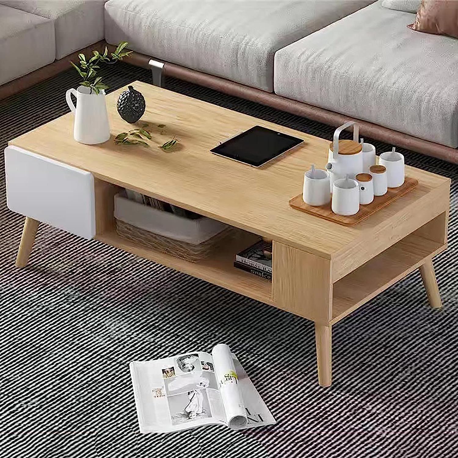 Mesa de Centro com Espaço de Armazenamento Mesa de Centro com Espaço de Armazenamento - Armazene objetos discretamente!