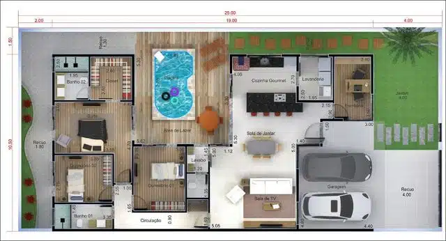 Planta de casa 10x25 Planta de casa 10x25