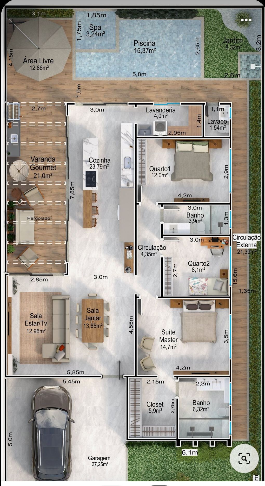 planta de casa 10x 25 metros