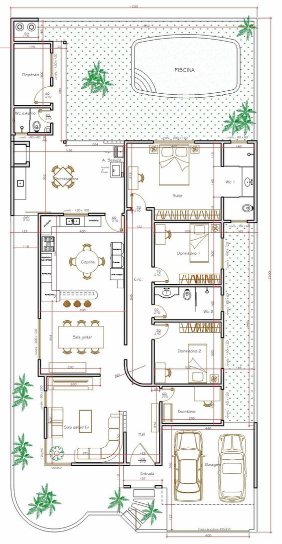 planta de casa 10x25 metros terreno