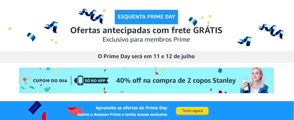 Prime Day Amazon! Começa hoje com descontos incríveis para você economizar!
