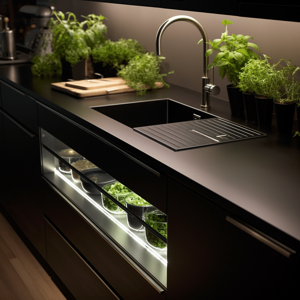 Elegância Atemporal: Transforme Sua Cozinha com Balcão Preto e Crie um Ambiente Sofisticado e Prático. 4 Cozinha com Balcão Preto