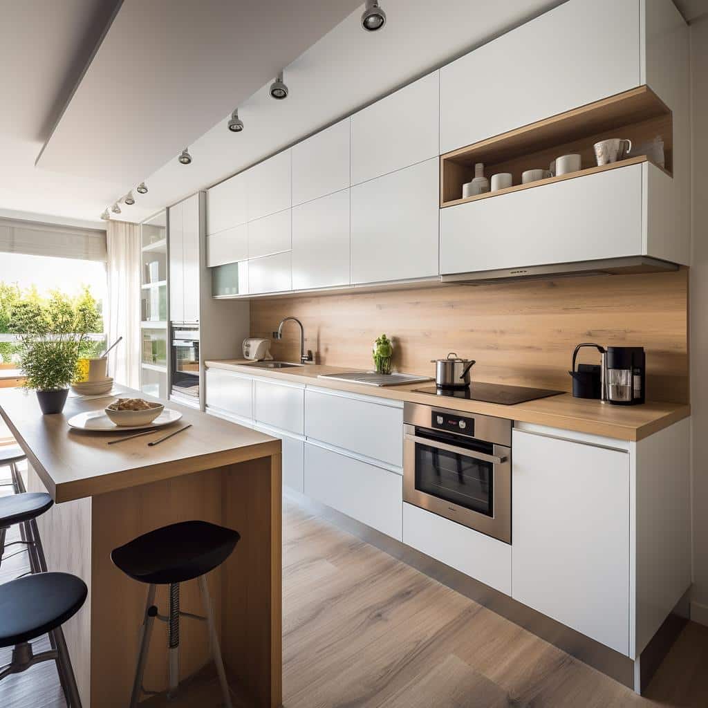 Incorporando tendências modernas para otimizar o espaço na cozinha de seu pequeno apartamento. 2 Incorporando tendências modernas em cozinhas de apartamentos pequenos