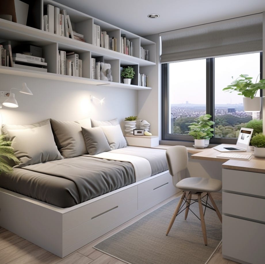 Transformando Pequenos Espaços: Dicas para economizar espaços em seu quarto pequeno. 1 como ganhar espaços em um quarto pequeno