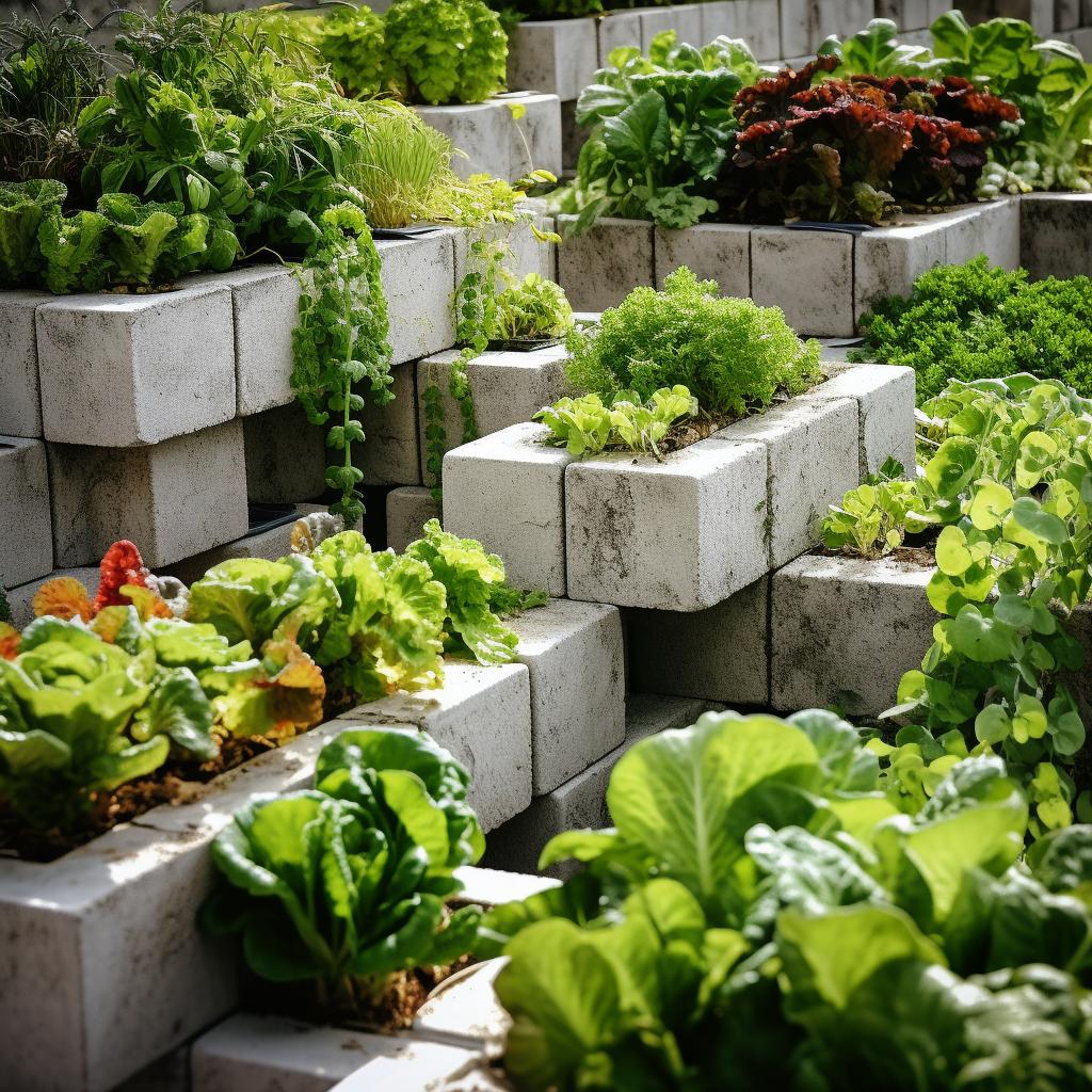 horta com blocos de concreto