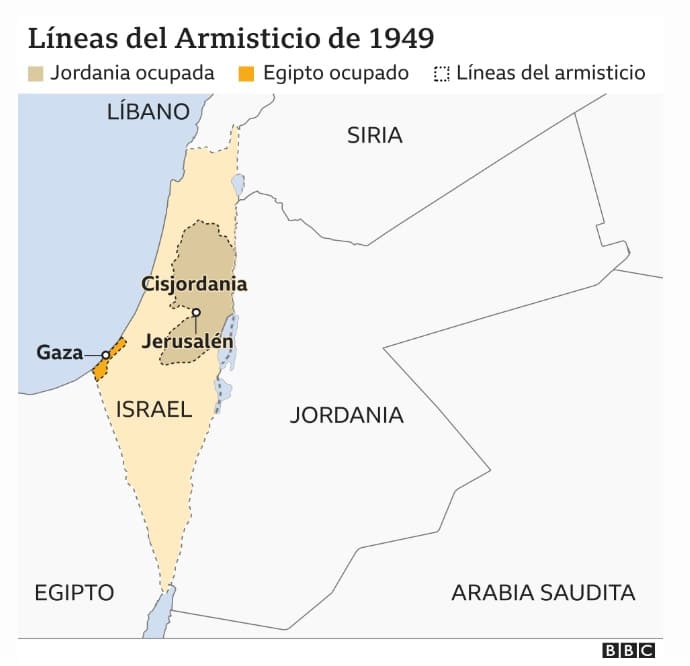 Mapa de Israel e Palestina - Cisjordania