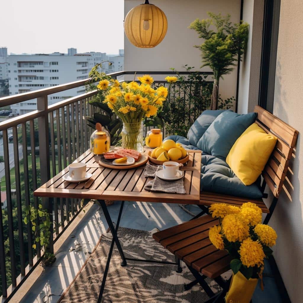 Encontre a mesa perfeita para sua sacada: Dicas e inspirações para sua casa! 4 mesa para sacada