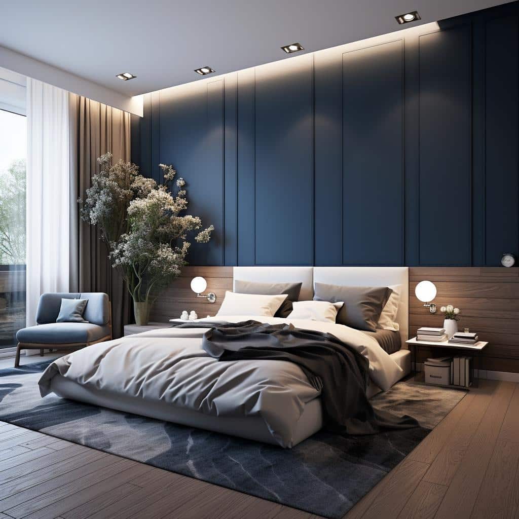 **O charme do quarto azul marinho: 7 dicas para criar uma atmosfera relaxante e elegante** 1 quarto azul marinho