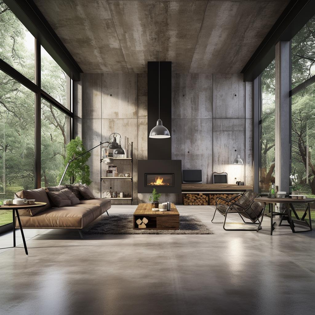 Sala com cimento queimado: Descubra como o estilo industrial pode transformar seu espaço de convívio. 4 sala com cimento queimado
