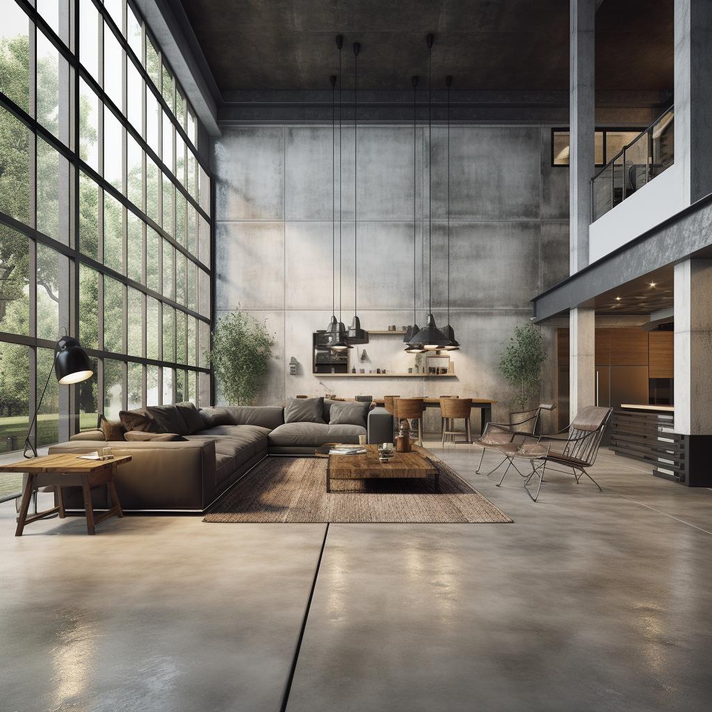 Sala com cimento queimado: Descubra como o estilo industrial pode transformar seu espaço de convívio. 2 sala com cimento queimado