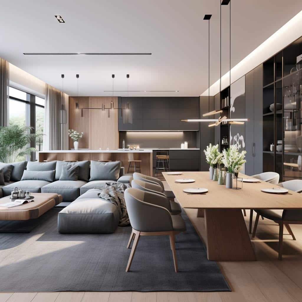 Sala de Estar e Jantar Integradas: Transforme seu Espaço em um Ambiente Moderno e Aconchegante. 1 sala de estar e jantar integradas