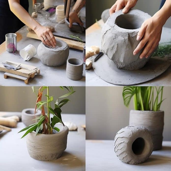 como fazer vasos de cimento