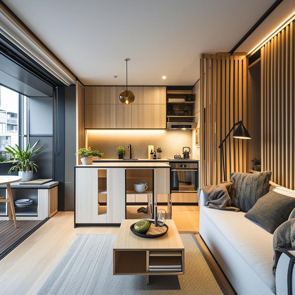 Designer inovador transforma micro apartamento em lar funcional. 1 Designer inovador transforma micro apartamento em lar funcional.