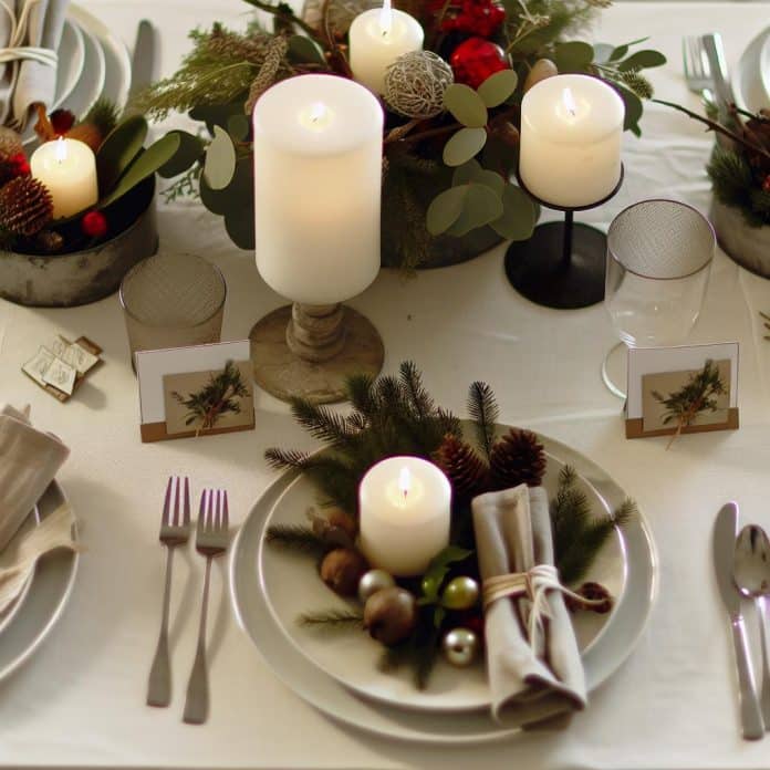decoração de mesa de natal simples