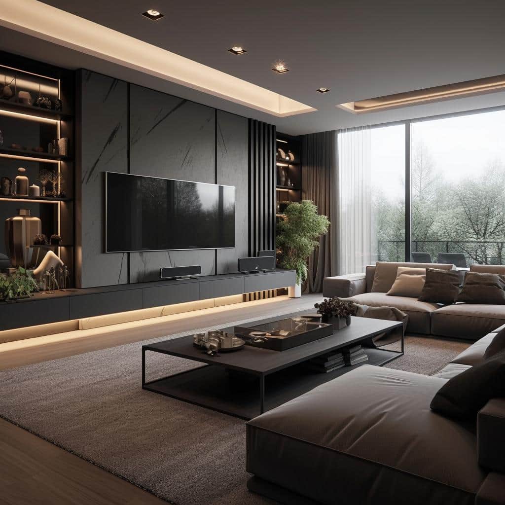 Sala de TV Moderna: 5 Tendências de Tecnologia e Conforto para 2024. 4 sala de tv moderna