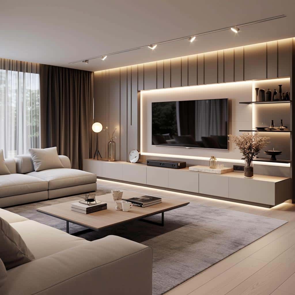Sala de TV Moderna: 5 Tendências de Tecnologia e Conforto para 2024. 2 sala de tv moderna