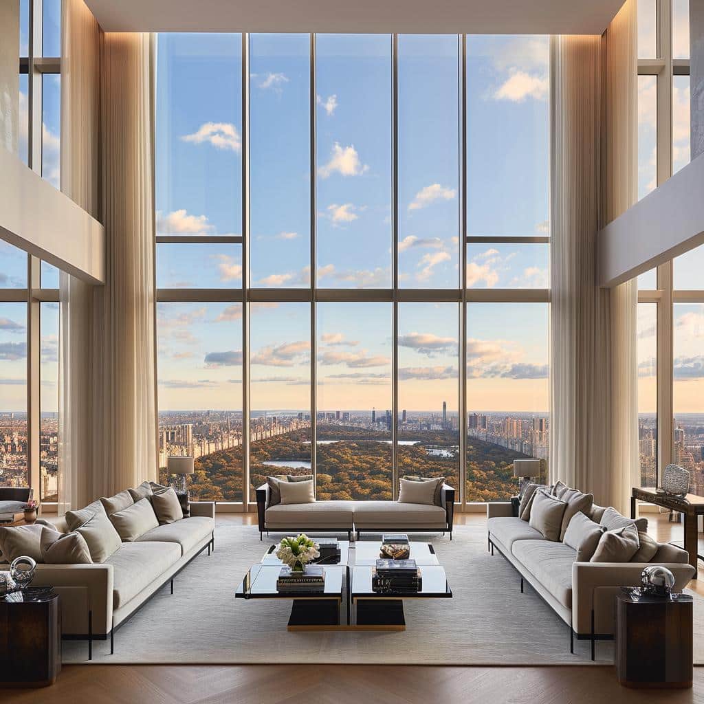 Visitando apartamento de R$ 28.750.000 no arranha-céu mais fino do mundo em NYC. Mostra luxuosa de uma obra-prima contemporânea.