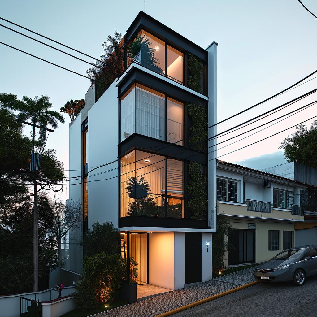 casa em terreno estreito