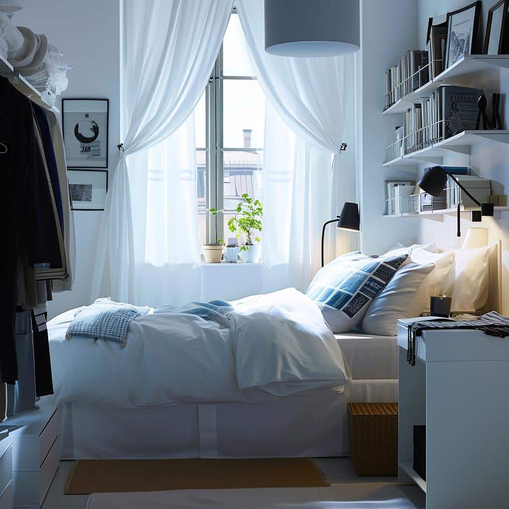 Transforme seu quarto em um oásis de funcionalidade e estilo com essas 5 ideias criativas para resolver o problema de móveis que não cabem.