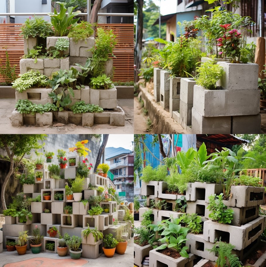 como fazer uma horta com blocos de concreto