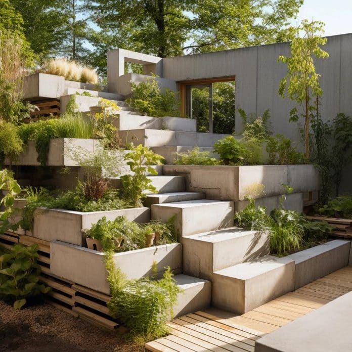 horta com blocos de concreto