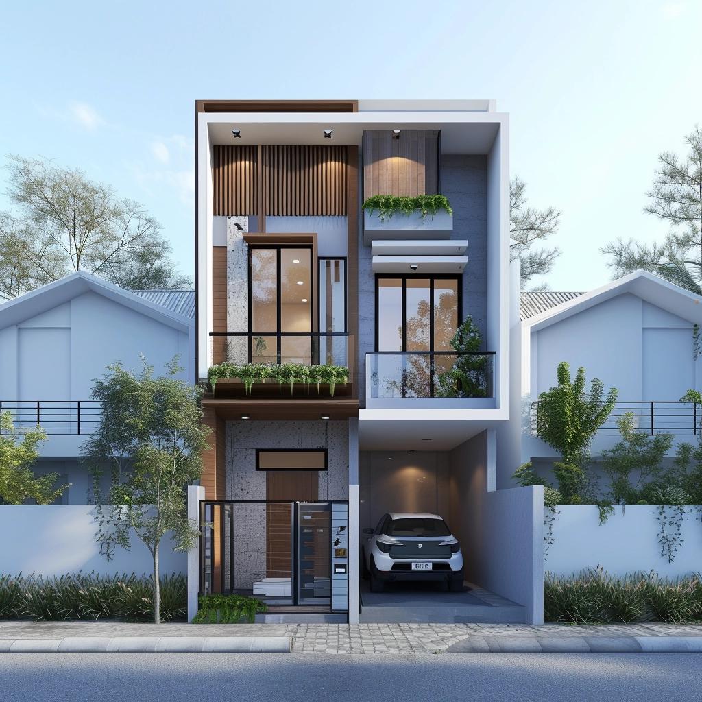 Veja como transformar um espaço de 5x12 em um sobrado com garagem. 2 Veja como transformar um espaço de 5x12 em um sobrado com garagem. Inspiração em 3D pela Dutram.