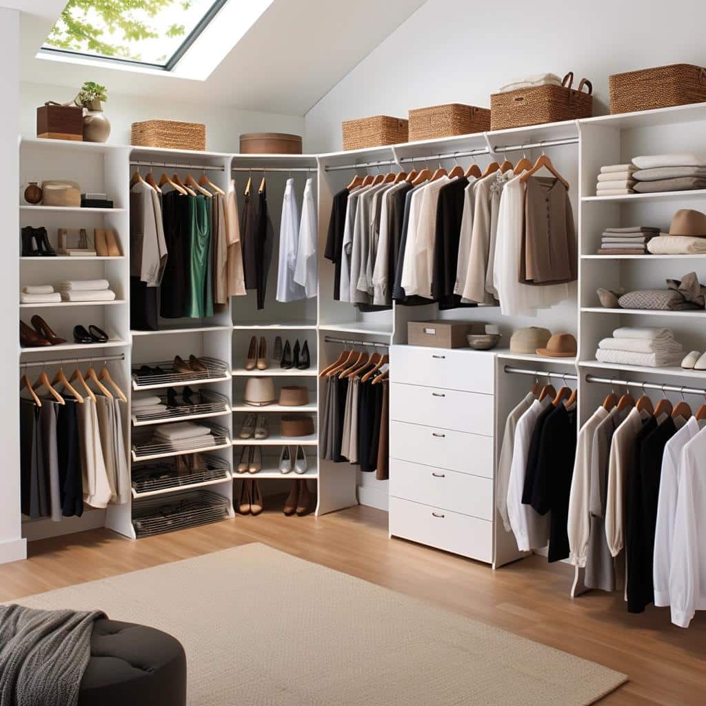 Dicas de organização usando closet esquineiros para o quarto.