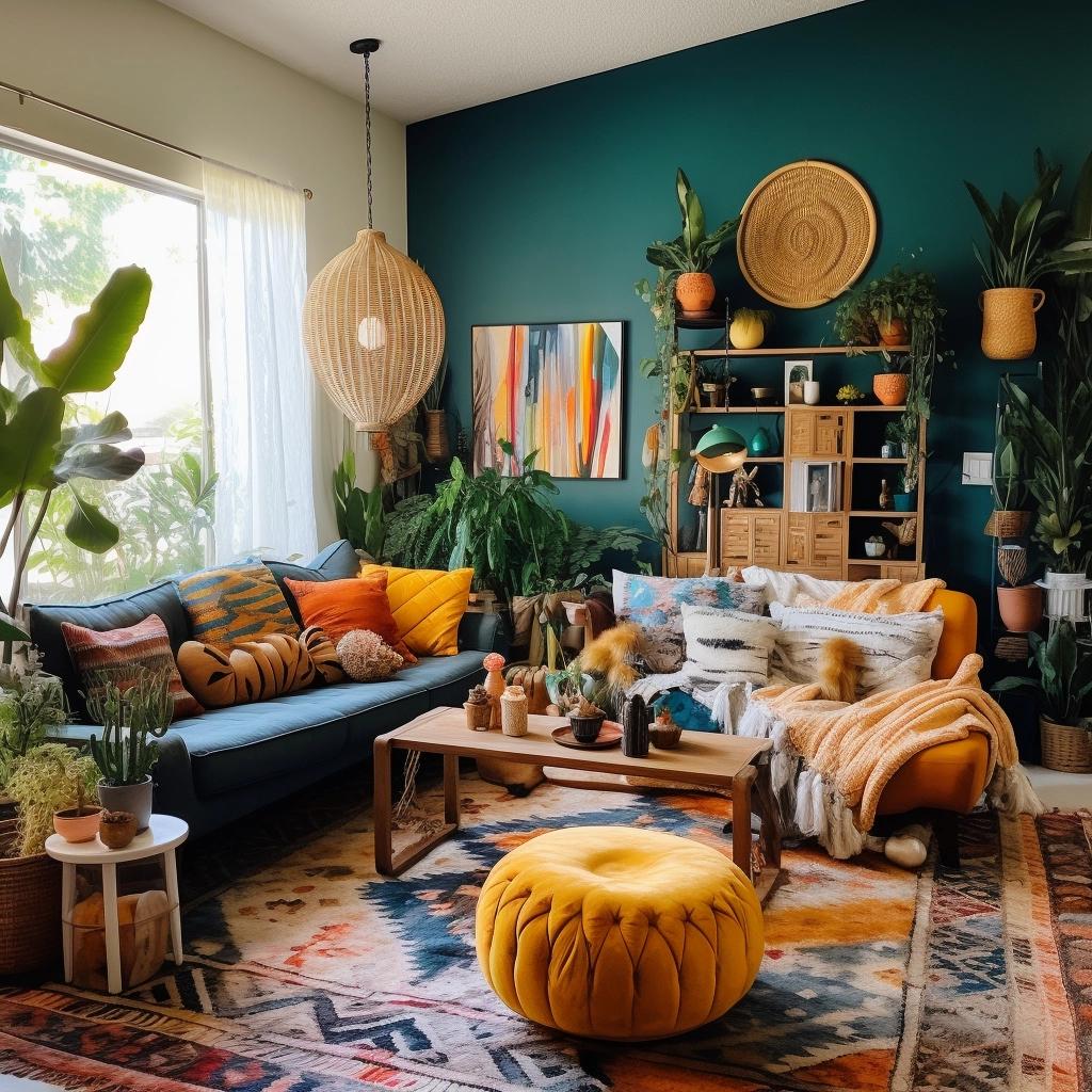 Aconchego e Estilo: Como Criar uma Pequena Sala Boho Cheia de Personalidade 15 sala boho pequena