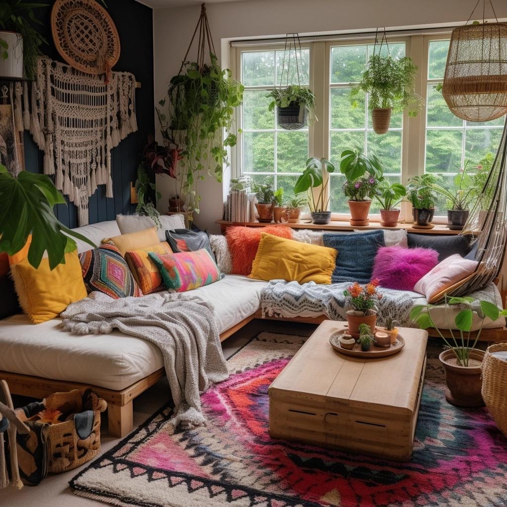 Aconchego e Estilo: Como Criar uma Pequena Sala Boho Cheia de Personalidade 14 sala boho pequena