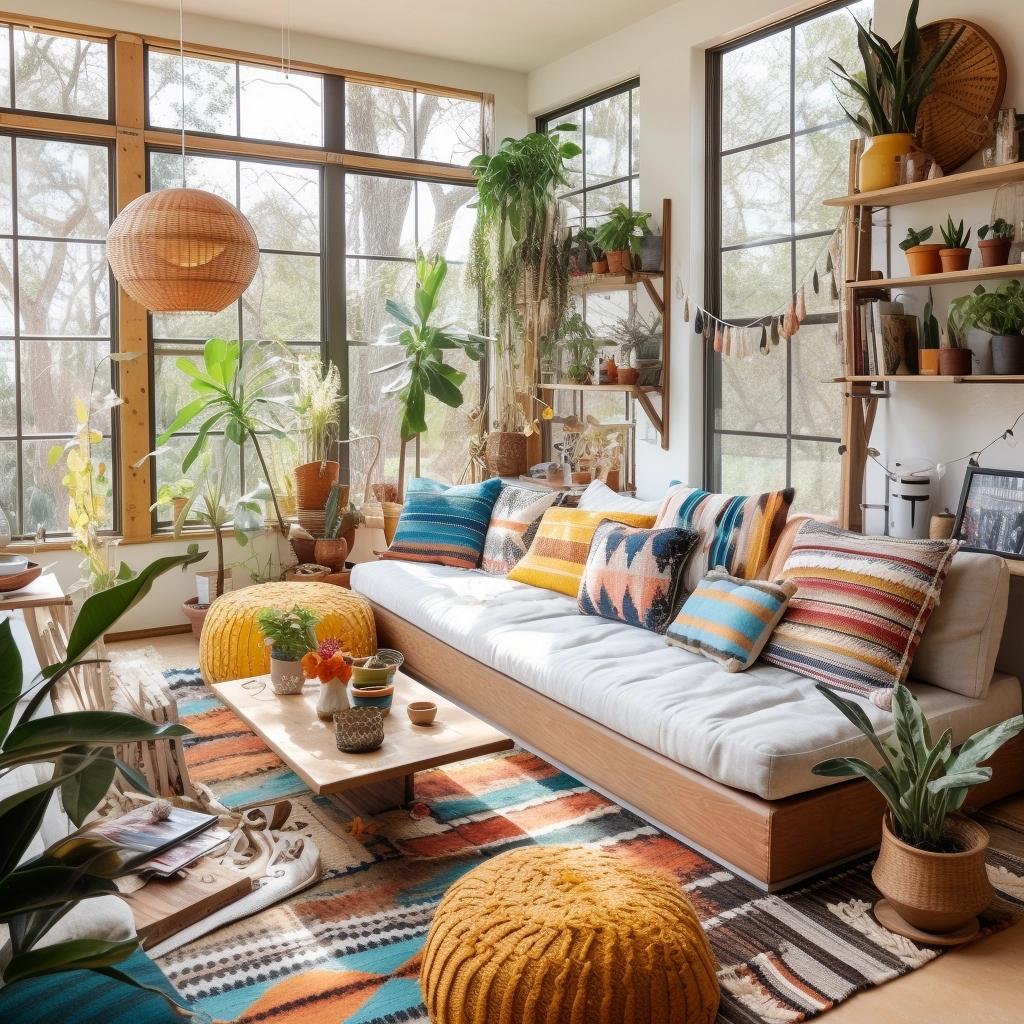 Aconchego e Estilo: Como Criar uma Pequena Sala Boho Cheia de Personalidade 16 sala boho pequena