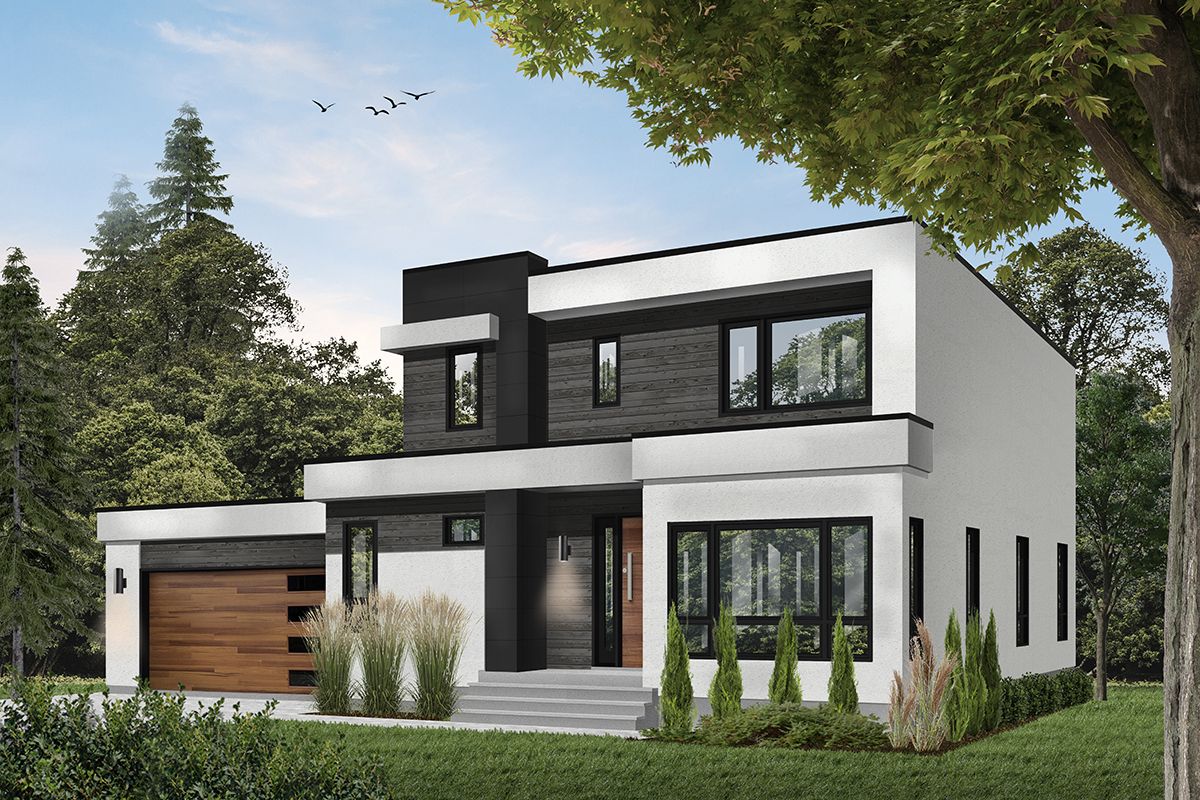 Projeto elegante de casa de campo com design moderno e eficiente.