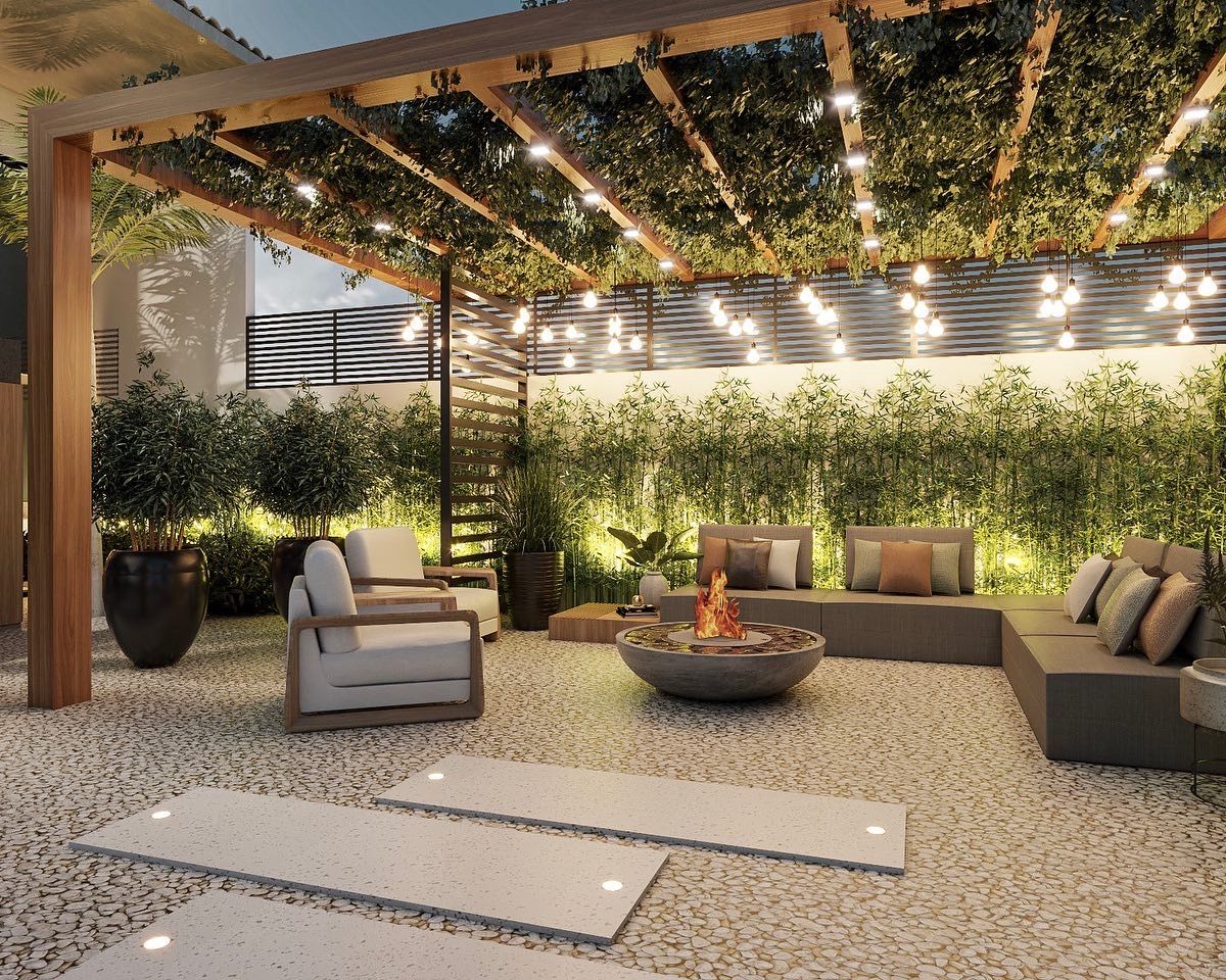 Pergolado versátil e sustentável: uma oásis de conforto e estilo em seu jardim.