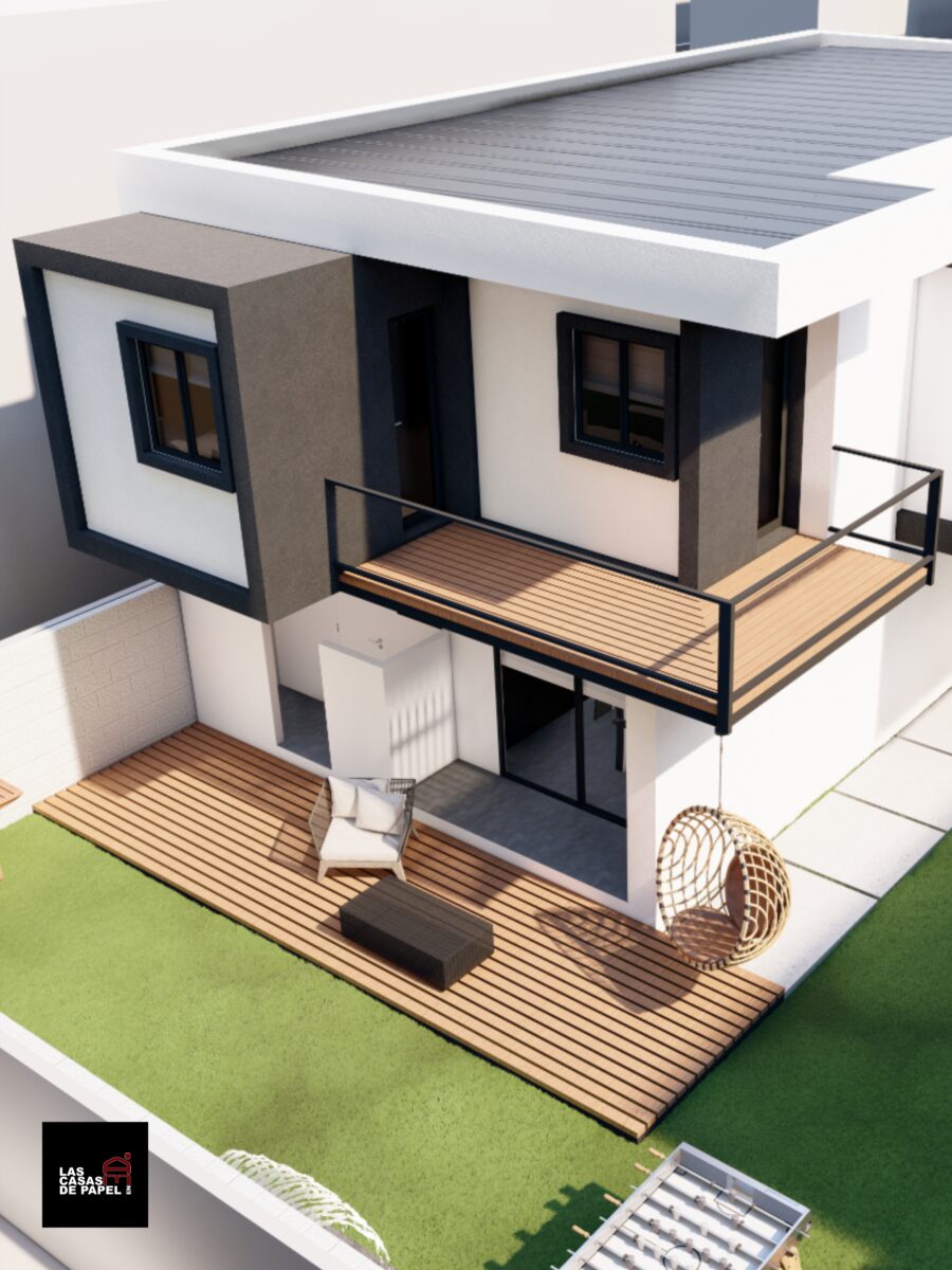 Projeto elegante de casa de campo com design moderno e eficiente.